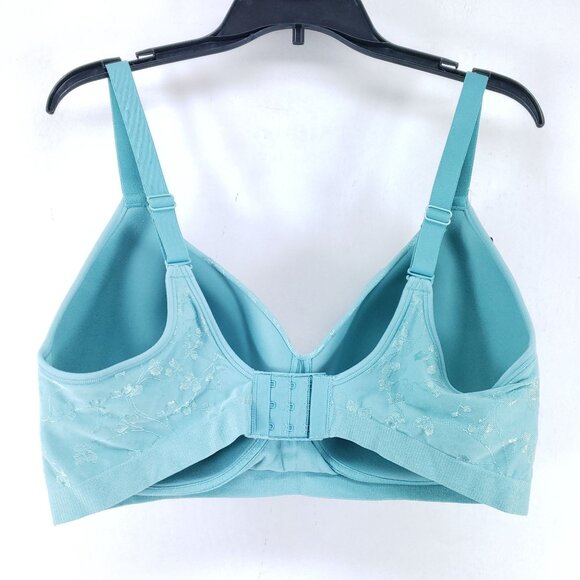 Bali Comfort Revolution Wirefree Bra 3XL Aqua With Floral Design Adjustable - Picture 3 of 6